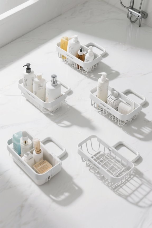 adjustable space saving shower caddies