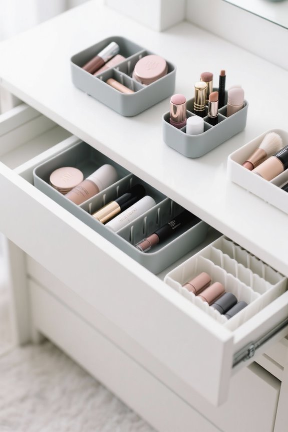 beauty essentials drawer organization