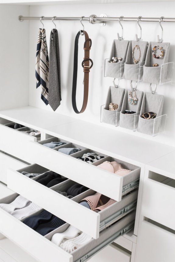 organized drawers and hanging solutions
