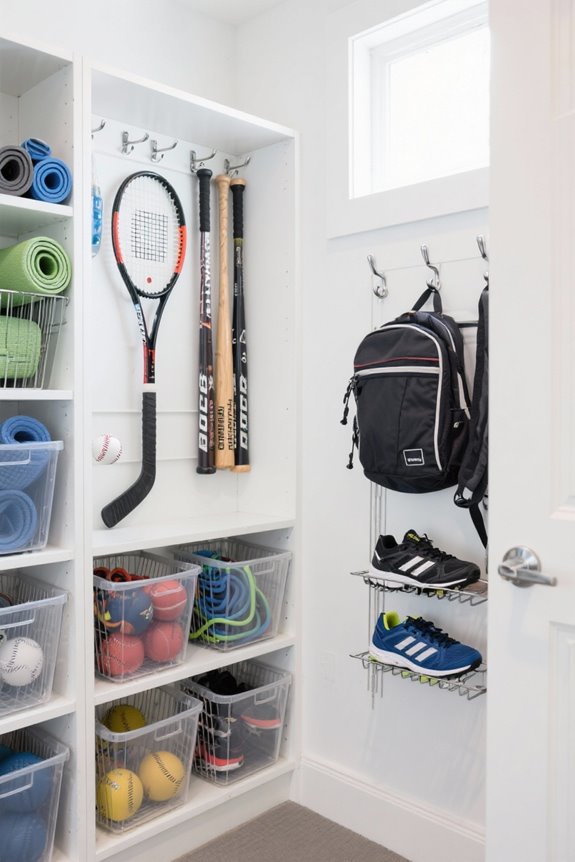 organized sports gear closet