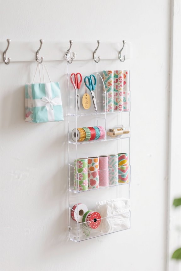 space saving gift wrap organization