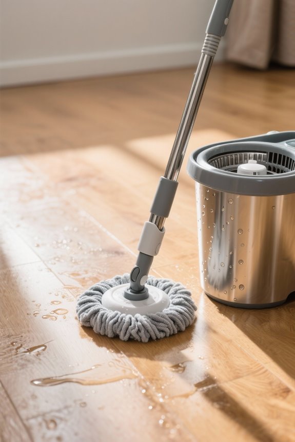 spin mops and hardwood safety