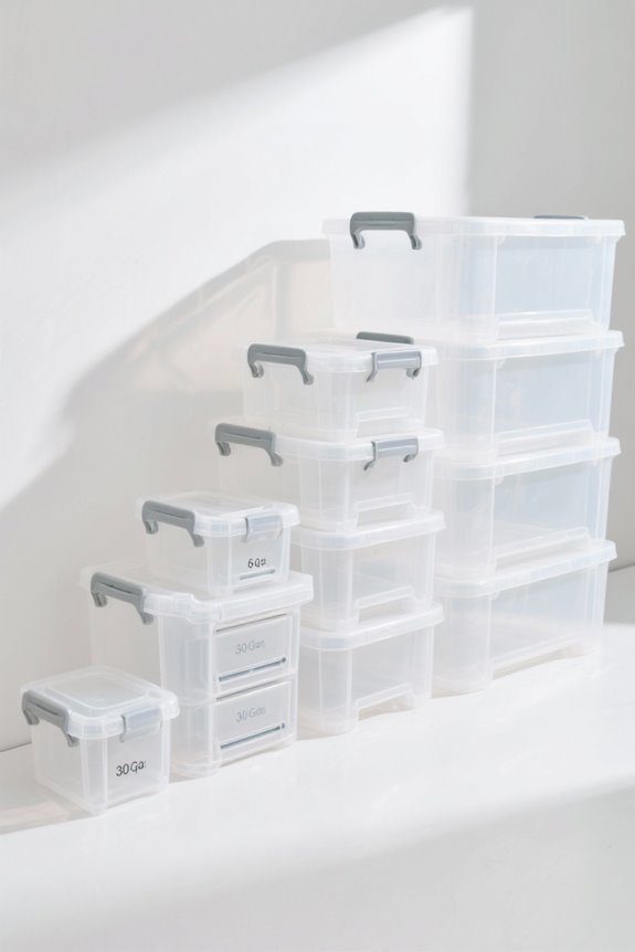 storage bin size breakdown